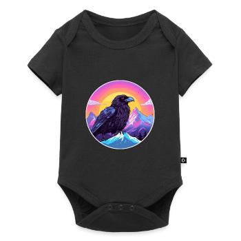 Corbeau Aquarelle Dessin Animé Kawaii Animal De Compagnie Coloré - Body à manches courtes Premium Bébé - noir - Devant