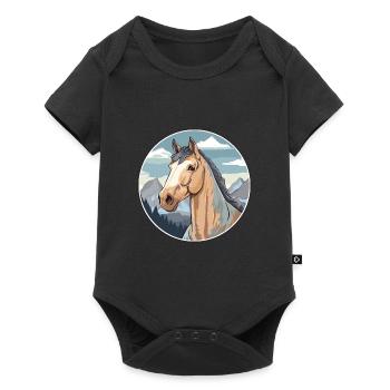 Cheval Aquarelle Dessin Animé Kawaii Animal De Compagnie Animal Colorfu - Body à manches courtes Premium Bébé - noir - Devant
