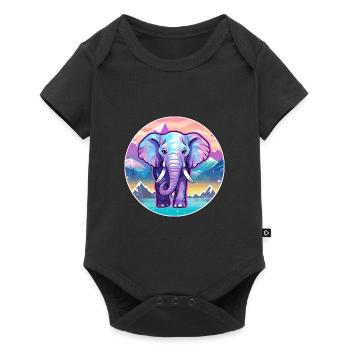 Elephant Watercolor Cartoon Kawaii Pet Animal Colo - Baby Premium short-sleeve bodysuit - black - Front