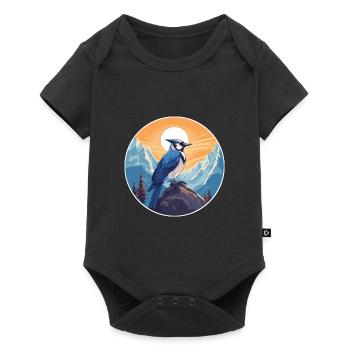 Blue Jay Watercolor Cartoon Kawaii Pet Animal Colo - Baby Premium short-sleeve bodysuit - black - Front
