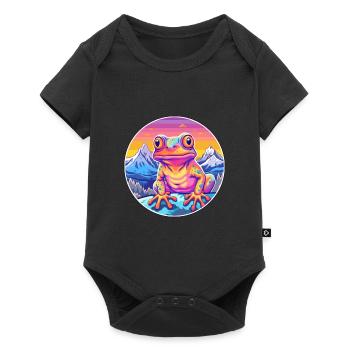 Grenouille Aquarelle Dessin Animé Kawaii Animal De Compagnie Coloré - Body à manches courtes Premium Bébé - noir - Devant
