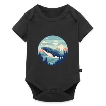 Baleine Aquarelle Dessin Animé Kawaii Animal De Compagnie Colorfu - Body à manches courtes Premium Bébé - noir - Devant