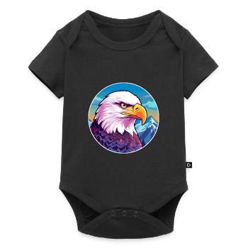 Aigle Aquarelle Dessin Animé Kawaii Animal Animal Colorfu - Body à manches courtes Premium Bébé - noir - Devant