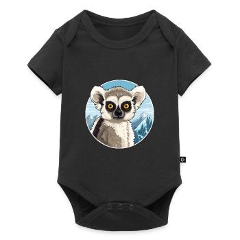 Lemur Watercolor Cartoon Kawaii Pet Animal Colorfu - Baby Premium short-sleeve bodysuit - black - Front