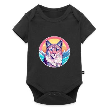 Lynx Watercolor Cartoon Kawaii Pet Animal Colorful - Baby Premium short-sleeve bodysuit - black - Front