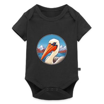 Pélican Aquarelle Dessin Animé Kawaii Animal De Compagnie Animal Couleur - Body à manches courtes Premium Bébé - noir - Devant