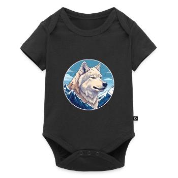 Wolf Watercolor Cartoon Kawaii Pet Animal Colorful - Baby Premium short-sleeve bodysuit - black - Front
