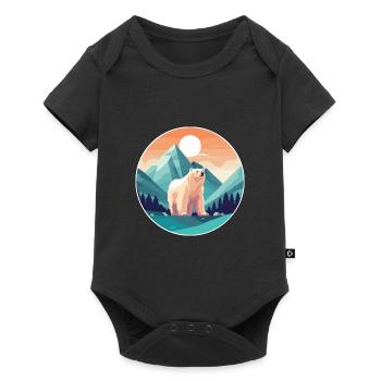 Ours Aquarelle Dessin Animé Kawaii Animal De Compagnie Coloré - Body à manches courtes Premium Bébé - noir - Devant