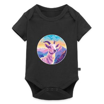 Goat Watercolor Cartoon Kawaii Pet Animal Colorful - Baby Premium short-sleeve bodysuit - black - Front