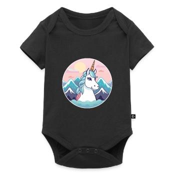 Licorne Aquarelle Dessin Animé Kawaii Animal De Compagnie Animal Couleur - Body à manches courtes Premium Bébé - noir - Devant