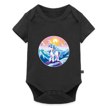 Poney Aquarelle Dessin Animé Kawaii Animal De Compagnie Coloré - Body à manches courtes Premium Bébé - noir - Devant