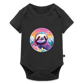 Sloth Watercolor Cartoon Kawaii Pet Animal Colorfu - Baby Premium short-sleeve bodysuit - black - Front