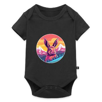 Rabbit Watercolor Cartoon Kawaii Pet Animal Colorf - Baby Premium short-sleeve bodysuit - black - Front