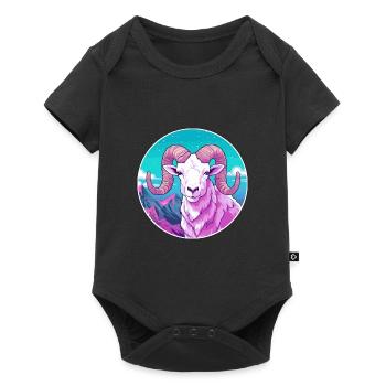 Ram Watercolor Cartoon Kawaii Pet Animal Colorful - Baby Premium short-sleeve bodysuit - black - Front