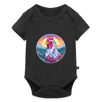 Rooster Watercolor Cartoon Kawaii Pet Animal Color - Baby Premium short-sleeve bodysuit - black - Front