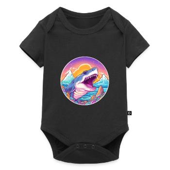Requin Aquarelle Dessin Animé Kawaii Animal De Compagnie Colorfu - Body à manches courtes Premium Bébé - noir - Devant