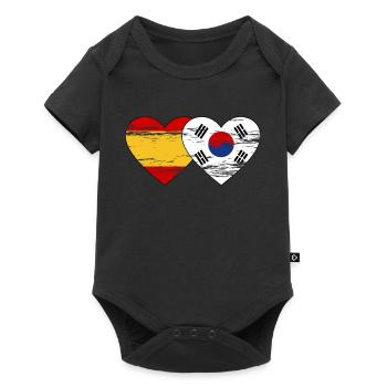 Spain, South Korea, flag, heart used - Baby Premium short-sleeve bodysuit - black - Front