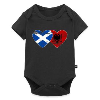 Ecosse Albanie drapeau coeur utilisé - Body à manches courtes Premium Bébé - noir - Devant