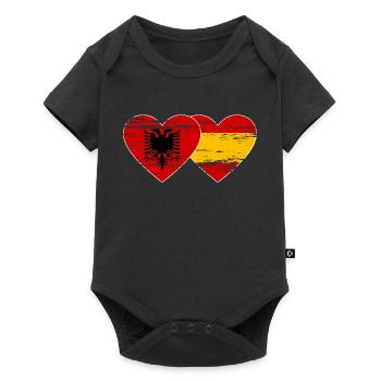 Albania Spain Flag Heart Used - Baby Premium short-sleeve bodysuit - black - Front