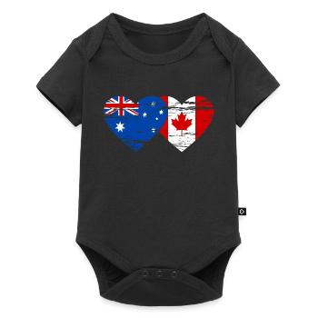Australie Canada drapeau coeur utilisé - Body à manches courtes Premium Bébé - noir - Devant