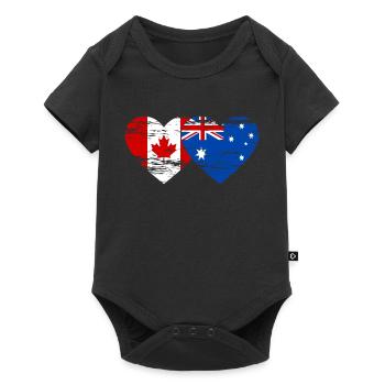 Canada Australie drapeau coeur utilisé - Body à manches courtes Premium Bébé - noir - Devant
