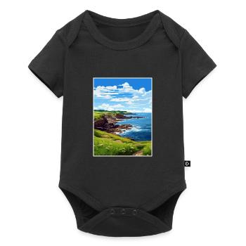 Prussia Cove Cornouailles Vintage voyage affiche WPA - Body à manches courtes Premium Bébé - noir - Devant