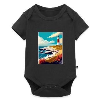 Portland Bill England Vintage Reiseposter WPA - Baby Premium Kurzarmbody - Schwarz - Vorne