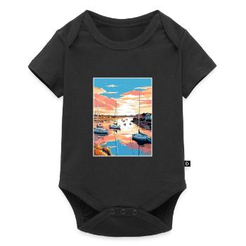Poole Harbour England Vintage Reiseposter WPA - Baby Premium Kurzarmbody - Schwarz - Vorne