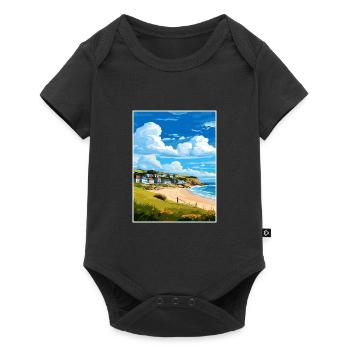 Porthtowan Cornwall Vintage Reiseposter Souvenir - Baby Premium Kurzarmbody - Schwarz - Vorne