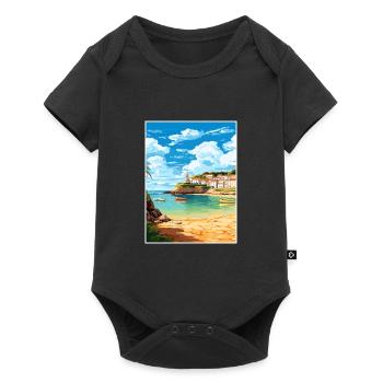 Portscatho Cornwall Vintage voyage affiche Souvenir - Body à manches courtes Premium Bébé - noir - Devant