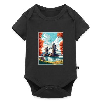 Tower Bridge Angleterre Vintage voyage affiche WPA Art - Body à manches courtes Premium Bébé - noir - Devant