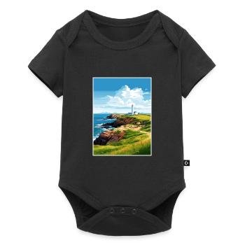 Lizard Point England Vintage Reiseposter WPA Kunst - Baby Premium Kurzarmbody - Schwarz - Vorne