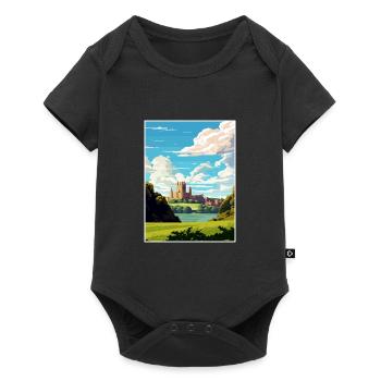 Cardiff Castle Wales Vintage Reiseposter WPA Kunst - Baby Premium Kurzarmbody - Schwarz - Vorne