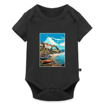 New Quay Welsh Wales Vintage Travel Poster WPA Art - Baby Premium short-sleeve bodysuit - black - Front