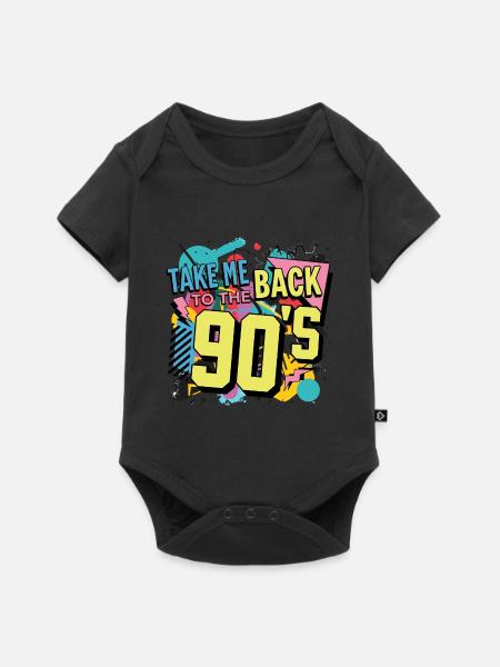 90s 90er Jahre Musik Bunt Party Karneval Kostüm - Baby Premium Kurzarmbody - Schwarz