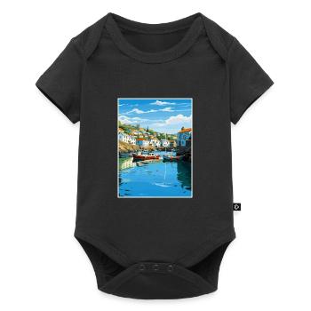Polperro Cornwall Vintage voyage affiche Souvenir - Body à manches courtes Premium Bébé - noir - Devant