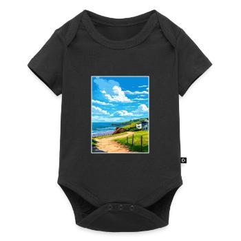 Polzeath Cornwall Vintage voyage affiche Souvenir - Body à manches courtes Premium Bébé - noir - Devant