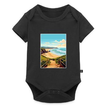 Perranporth Beach Vintage voyage affiche Souvenir - Body à manches courtes Premium Bébé - noir - Devant