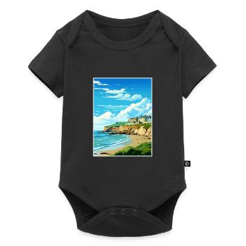 Portreath Cornwall Vintage Reiseposter Souvenir - Baby Premium Kurzarmbody - Schwarz - Vorne