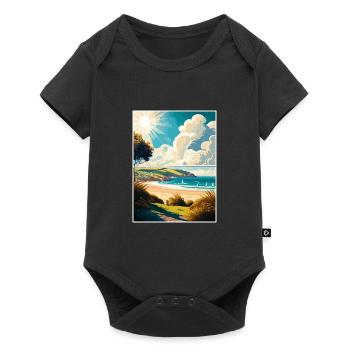 Woolacombe Angleterre Affiche de voyage vintage souvenir - Body à manches courtes Premium Bébé - noir - Devant