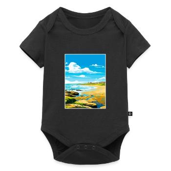Porthcawl Cornwall Vintage Reiseposter Souvenir - Baby Premium Kurzarmbody - Schwarz - Vorne
