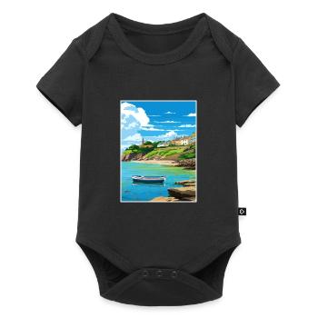 Polkerris Cornwall Vintage Travel Poster Souvenir - Baby Premium short-sleeve bodysuit - black - Front