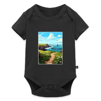 Lands End Cornwall Vintage voyage affiche Souvenir - Body à manches courtes Premium Bébé - noir - Devant
