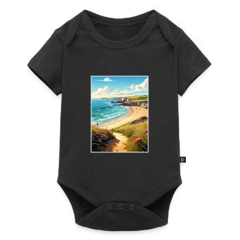Daymer Bay Cornwall Vintage voyage affiche Souvenir - Body à manches courtes Premium Bébé - noir - Devant