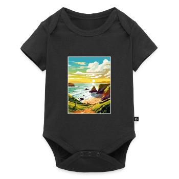 Hartland Quay Devon Vintage Travel Poster Souvenir - Baby Premium short-sleeve bodysuit - black - Front