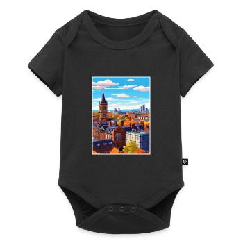 Manchester Angleterre Vintage voyage affiche Souvenir - Body à manches courtes Premium Bébé - noir - Devant