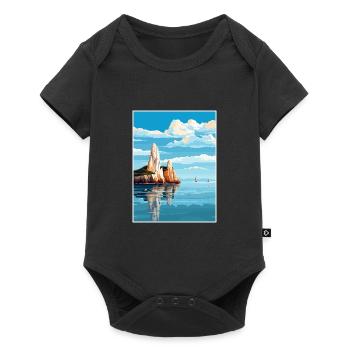 The Needles England Vintage Reiseposter Souvenir - Baby Premium Kurzarmbody - Schwarz - Vorne