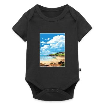 Porthtowan Cornwall Vintage Reiseposter Souvenir - Baby Premium Kurzarmbody - Schwarz - Vorne