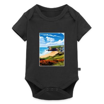 Porthtowan Cornouailles Vintage voyage affiche Souvenir - Body à manches courtes Premium Bébé - noir - Devant