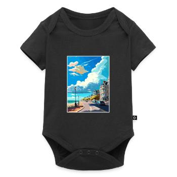 Hove England Vintage Reiseposter WPA Souvenir - Baby Premium Kurzarmbody - Schwarz - Vorne